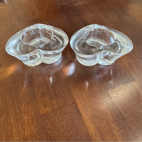 Crate & Barrel Heart-Shaped Glass Candle Holders with Red Candles - Picture 5 of 12